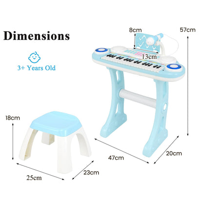 37 Keys Electronic Kids Piano Toy with Detachable Legs and Stool
