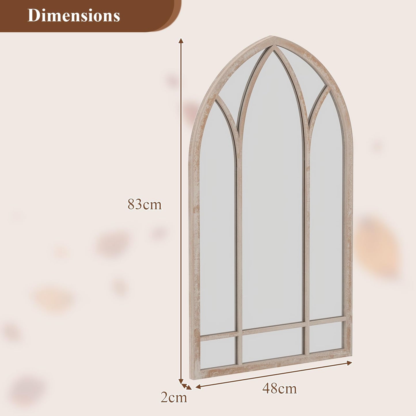 Arched Window Wall Mirror, Farmhouse Hanging Accent Decorative Mirror