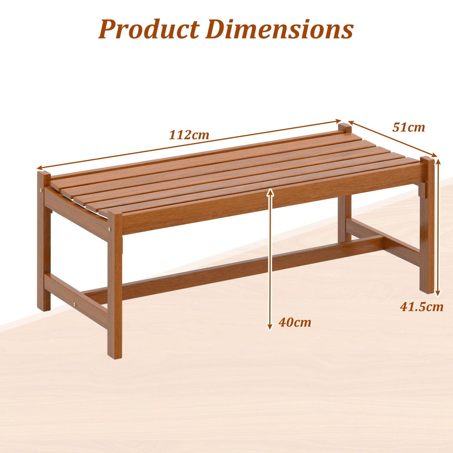 Wooden Garden Bench, 2 Seater Outdoor Bench with Slatted Curved Seat