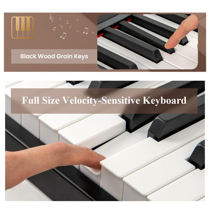 88 Keys Velocity-Sensitive Piano Keyboard with Music Stand and Carry Bag