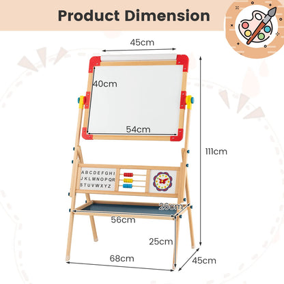 3-in-1 Freestanding Kids Art Easel with Double-sided Drawing Board