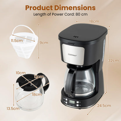 1.5L Filter Coffee Machine, Drip Coffee Maker with Reusable Filter