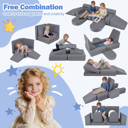 10 PCS Modular Kids Play Couch Toddler Climb and Crawl Foam Playset