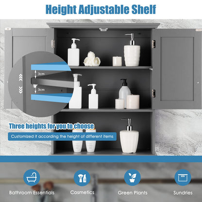 Wooden Wall Mounted Medicine Cabinet with Double Door
