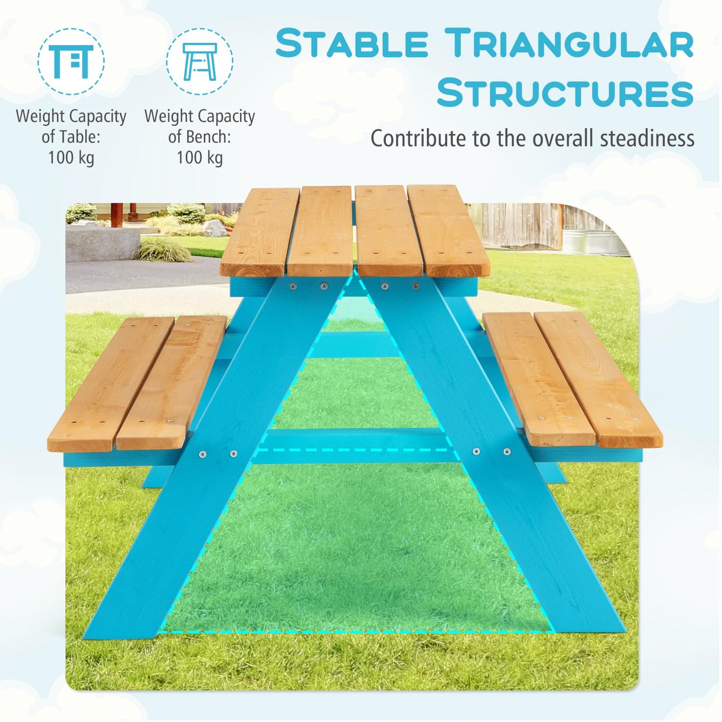 Fir Wood Children Garden Furniture with Benches