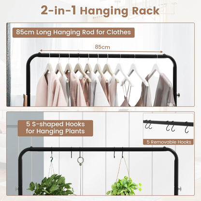 Industrial Clothes Rack Rolling Garment Rack with Bottom Storage Shelf