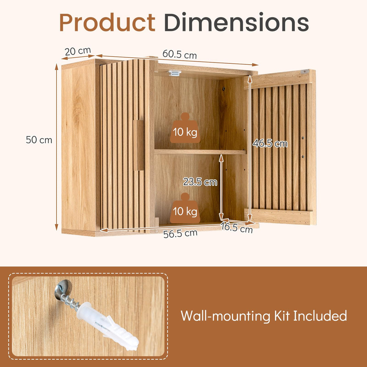Bathroom Wall Cabinet, Wooden Over the Toilet Storage Organizer