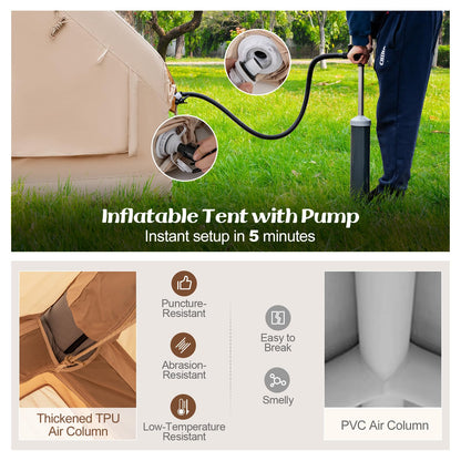 Waterproof 4-Season Blow-up Air Tent with Pump & 2 Doors