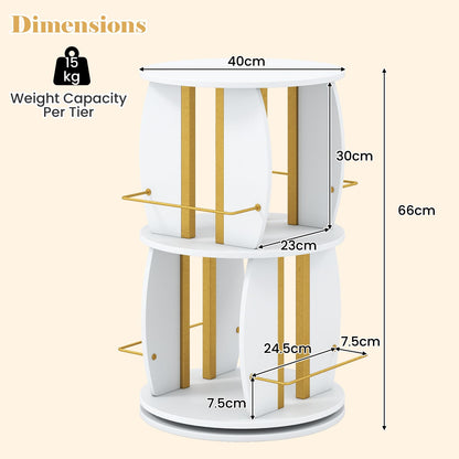 2-Tier Rotating Bookshelf Tower with Display Stands