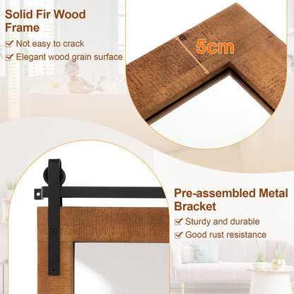 Farmhouse Bathroom Wall Mirror with Fir Wood Frame