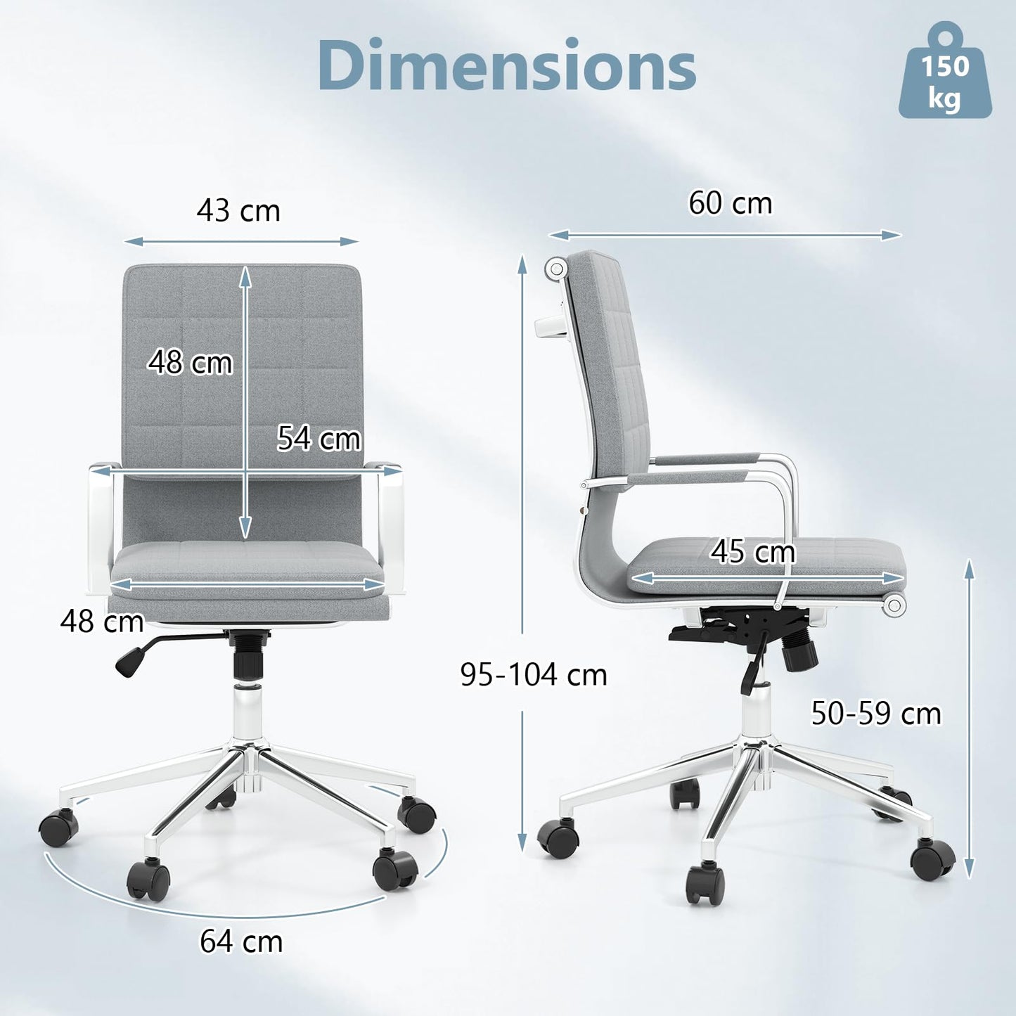 Upholstered Linen Conference Chair with Padded Seat and Armrests