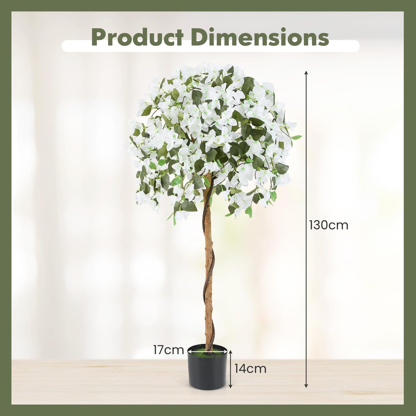130cm Artificial Azalea Tree with 576 Flowers 288 Leaves and Wood Trunk