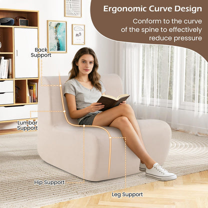 Lazy Floor Sofa Chair with Soft Velvet and Ergonomic Support