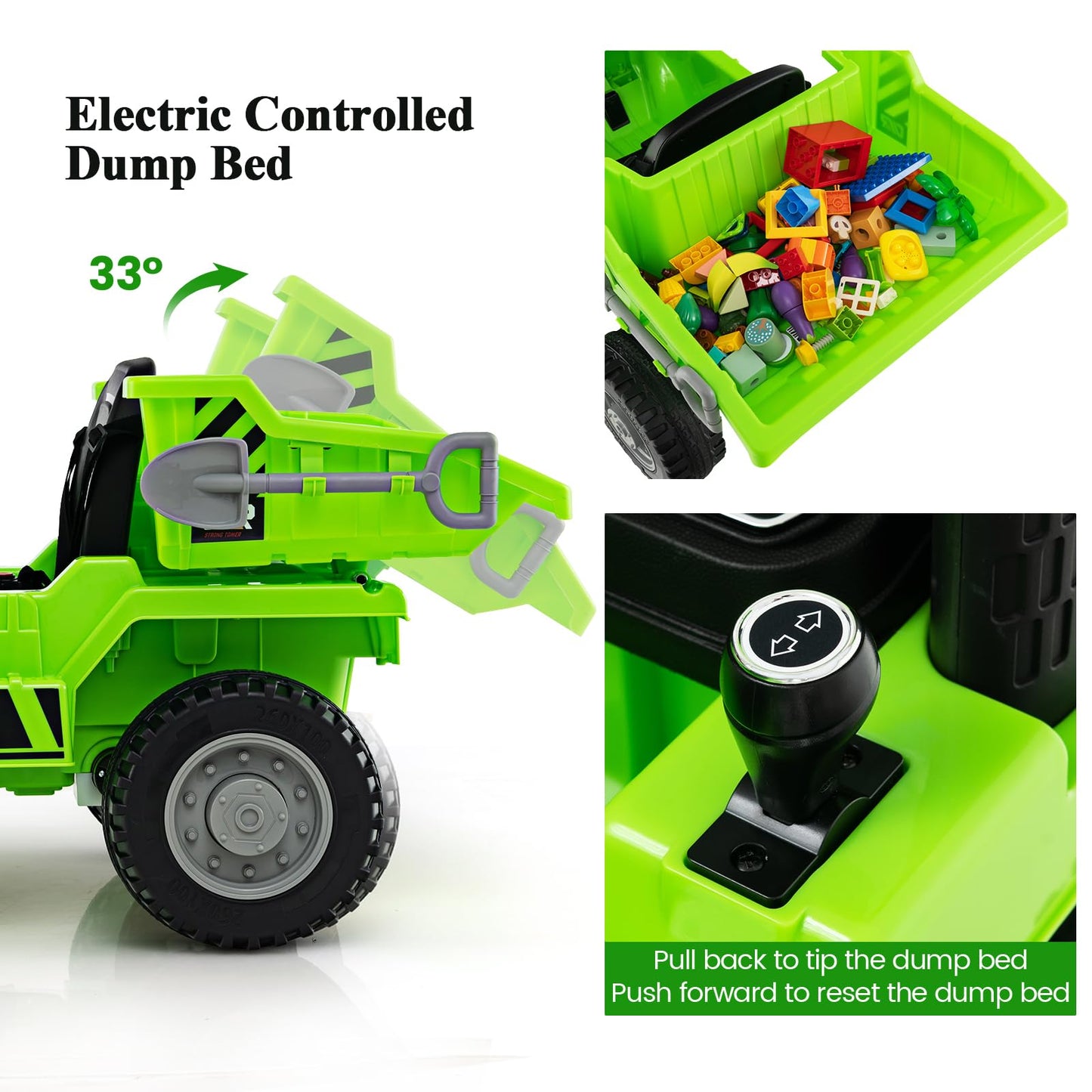 12V Kids Ride on Dump Truck with Electric Dump Bed