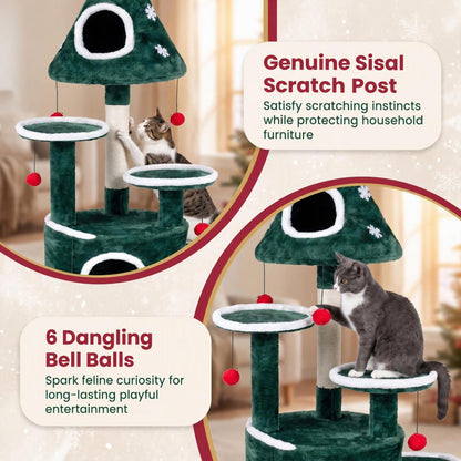 127cm Christmas Cat Tree, Multi-level Cats Activity Tree