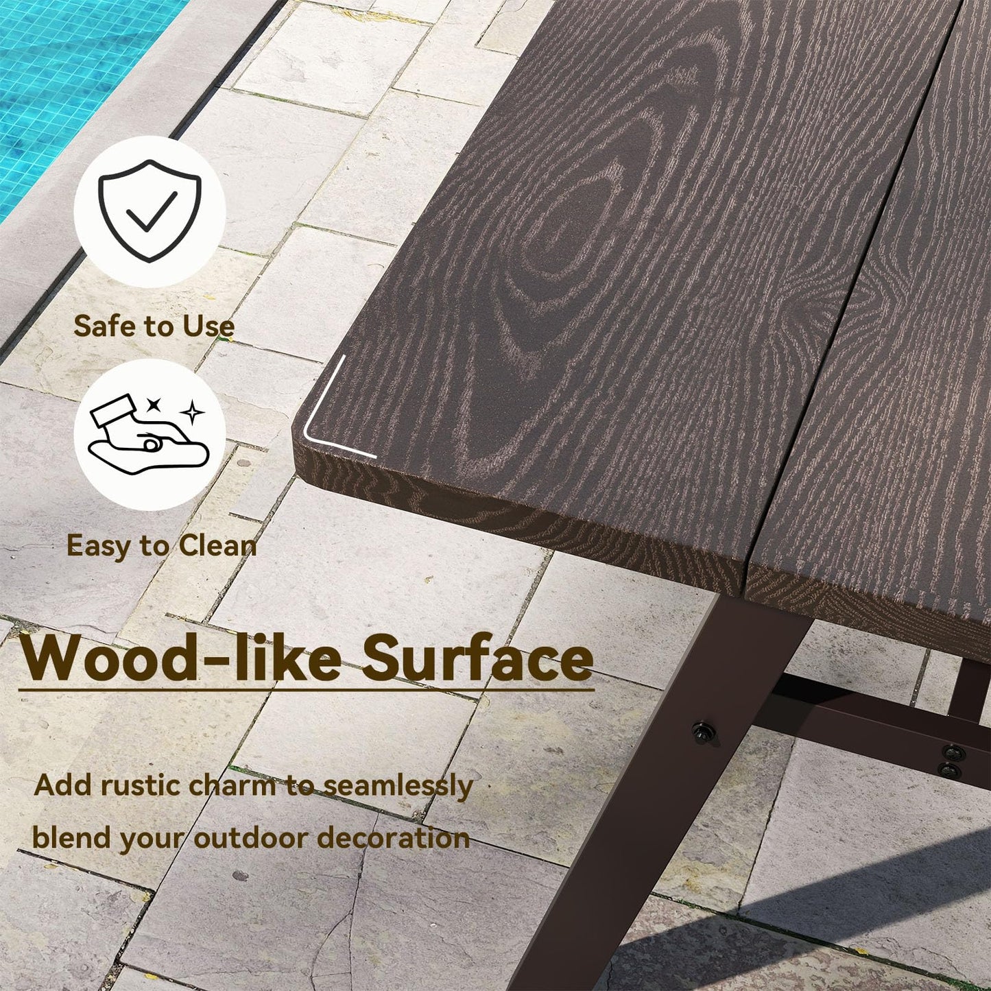 3 Pieces Outdoor Picnic Table and Benches Set for 6 People with 49MM Umbrella Hole