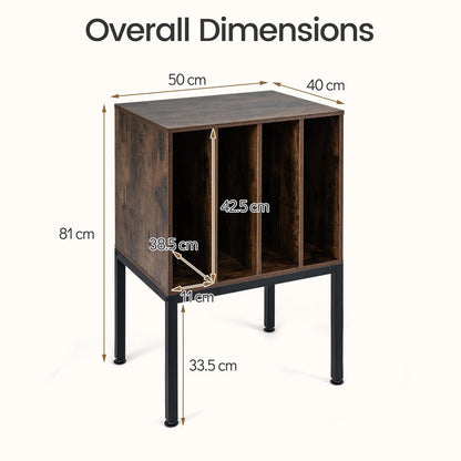 Record Player Stand, Turntable Stand End Sofa Side Table with 4 Vinyl Display Shelves