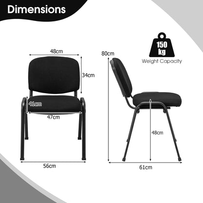 Set of 5 Stackable Reception Chairs, Upholstered Armless Office Meeting Conference Chair