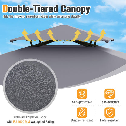 Fire Resistant Waterproof Outdoor BBQ Shelter with 2 Side Shelves