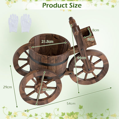 Wooden Wagon Planter, Tricycle Garden Planter with Drainage Hole
