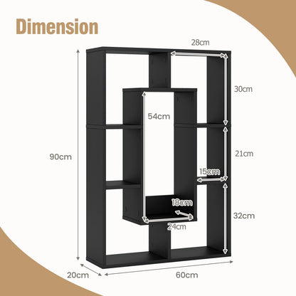 7-Cube Geometric Bookshelf Open Bookcase with Anti-Toppling Device