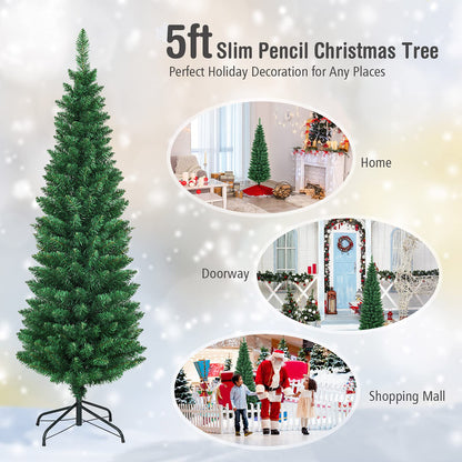 Artificial Christmas Tree, 5FT/6FT/7FT/8FT Green Xmas Trees with Metal Stand