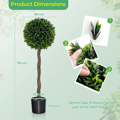 115 CM Artificial Boxwood Topiary Tree Fake Lavender Ball Plant