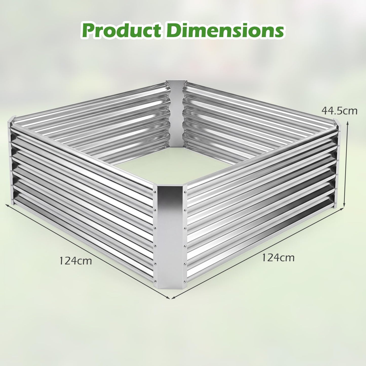 Galvanized Raised Garden Bed Rectangular Outdoor Planter Box with Open-Ended Bade