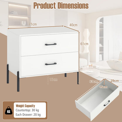 Wooden Chest of Drawers, 2-Drawer Dresser Storage Cabinet