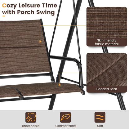 Outdoor Hammock Bench Chair with Adjustable Canopy and Soft Cushions
