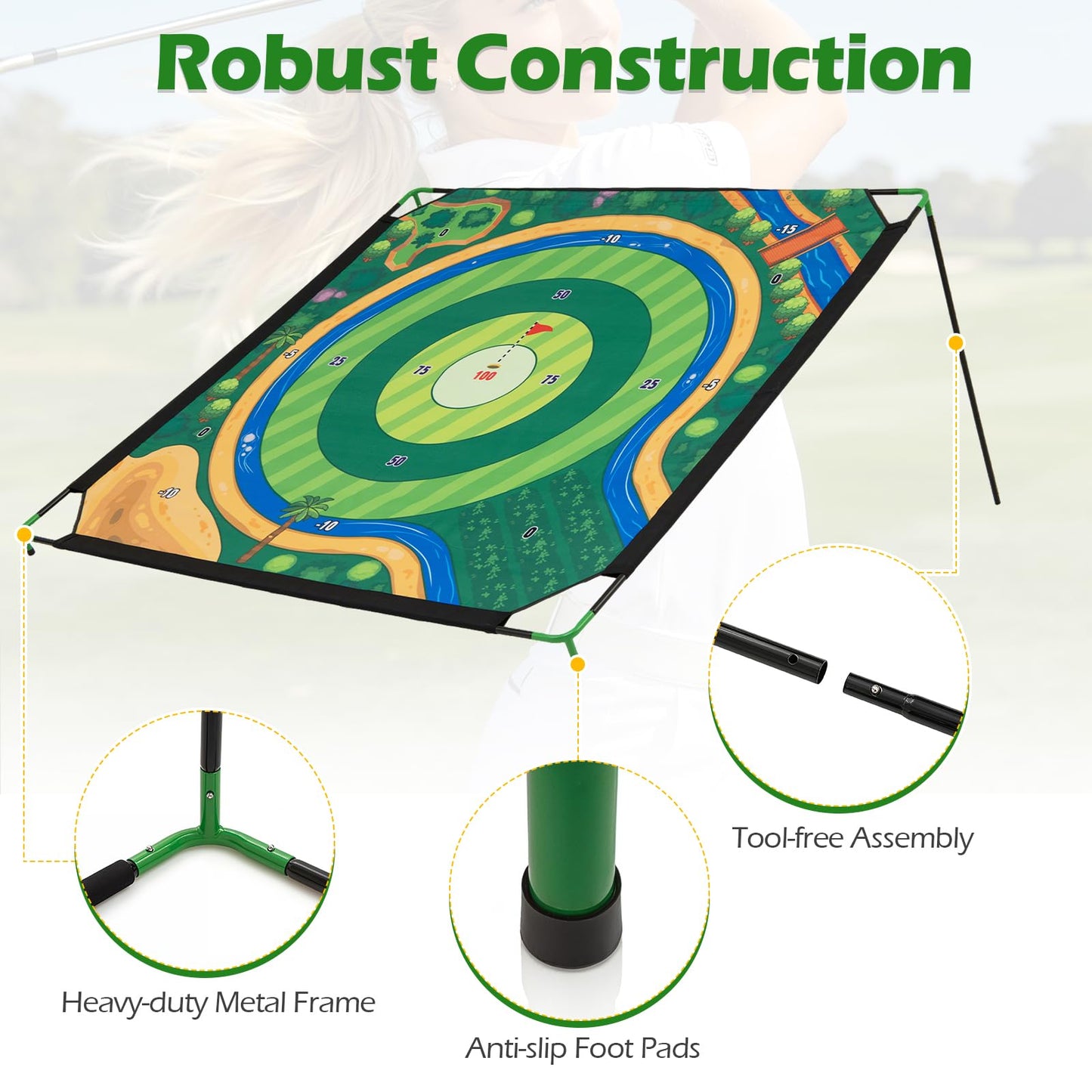 Indoor Outdoor Golf Game Gift with 2 Adjustable Clubs, 24 Sticky Balls, Scoreboard & Carry Bag