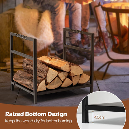 GiantexUK Firewood Rack, Metal Firewood Log Holder with Handles (40x34x36 cm, 60kg Capacity)