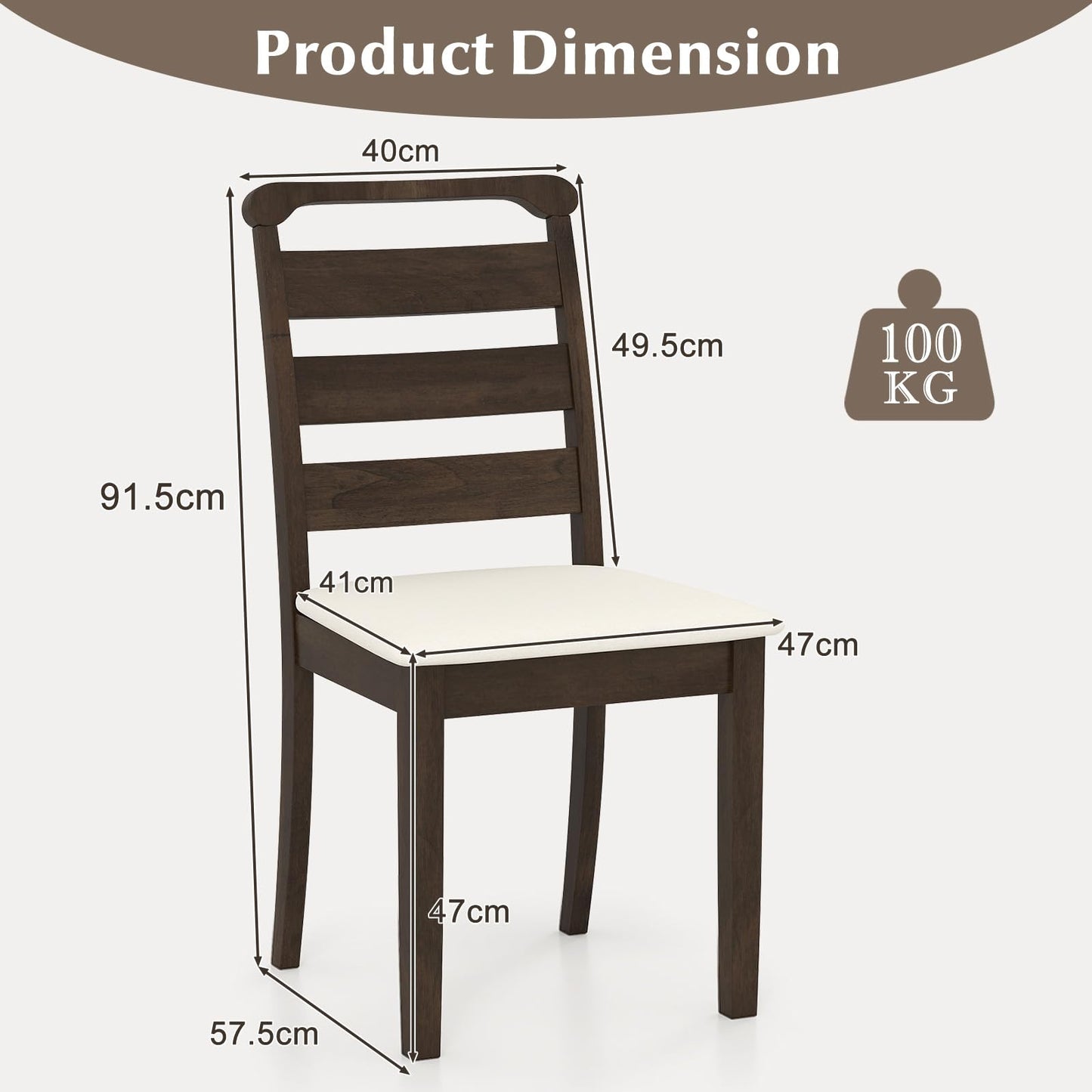 Modern Dining Chair Set of 2 Upholstered Farmhouse Chairs with Rubber Wood Frame