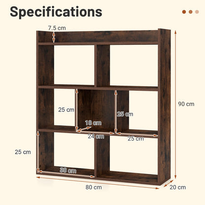 7 Cubes Open-back Bookshelf Home Storage Display Shelf