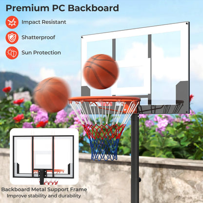 Portable Kids Basketball Hoop Outdoor with Shatterproof PC Backboard and Wheels