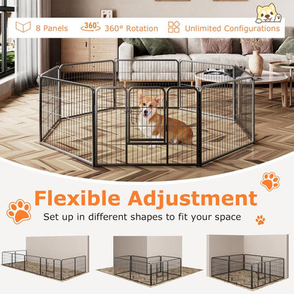 Dog Playpen - 8 Panel Metal Fence for Small Dogs