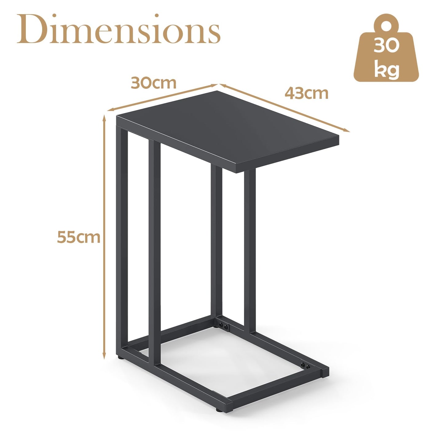 C Shaped Garden Side Table for Living Room