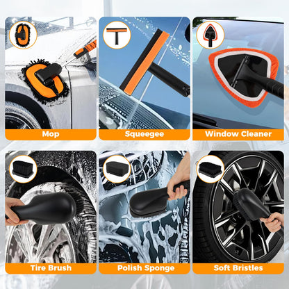 132 cm Car Wash Brush with Extendable Handle Vehicle Cleaning Set