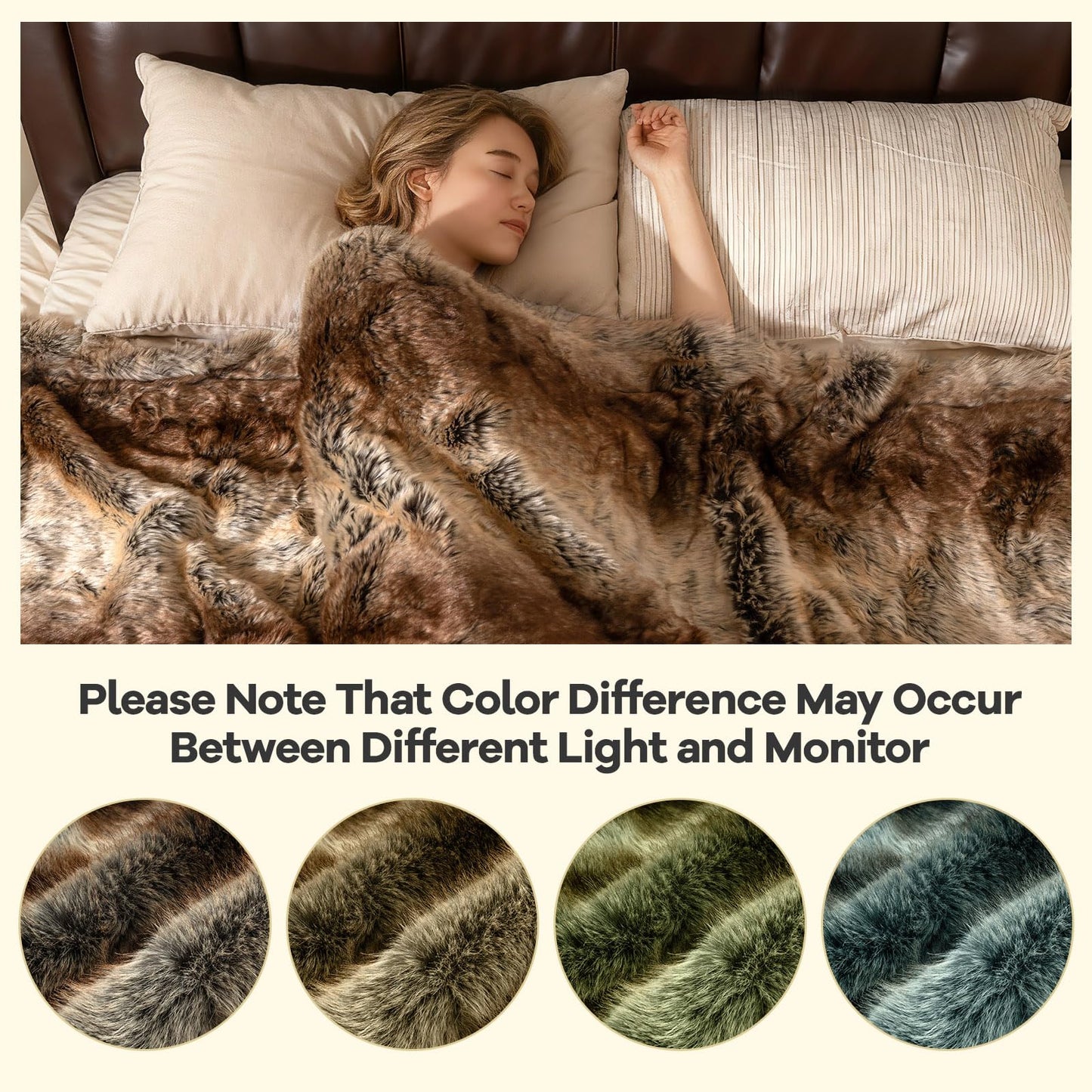 760GSM Soft Plush Fuzzy Luxury Faux Raccoon Fur Blanket