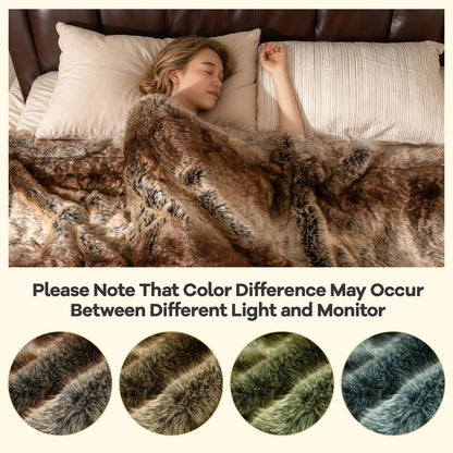 760GSM Soft Plush Fuzzy Luxury Faux Raccoon Fur Blanket