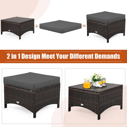 5 Pieces All-Weather Outdoor Sectional Conversation Set for Balcony Yard Lawn
