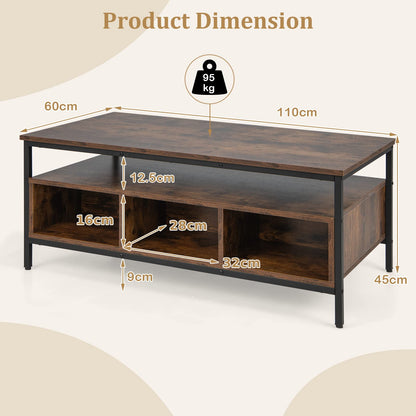 Wooden Cocktail Center Table with Storage Shelf