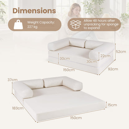Folding Sofa Bed Double, 4-in-1 Convertible Sleeper Chair Futon Couch Bed