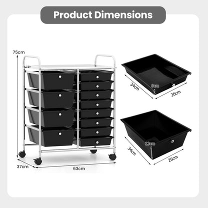 Storage Cart with 2-Size Drawer Rolling Cart Large Countertop Side Handles
