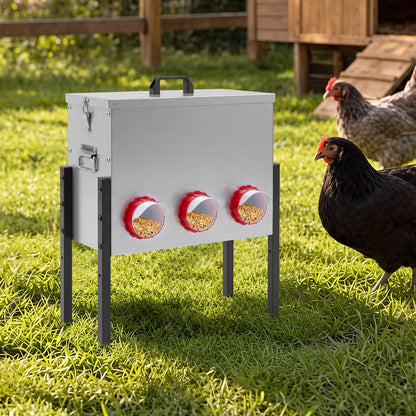 26L Automatic Chicken Feeder, 19 Capacity Galvanized Poultry Feeder