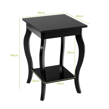 Accent End Table with Elegant Curved Legs and 2-Tier Open Storage Shelves