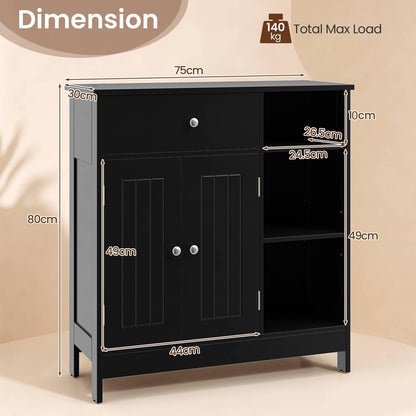 Bathroom Floor Cabinet with Drawer, Adjustable Shelves