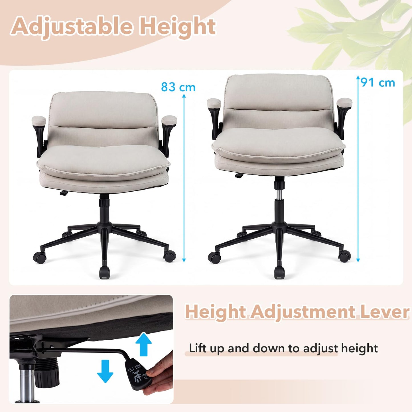 Criss Cross Office Chair on Wheels, Wide Seat Desk Chair