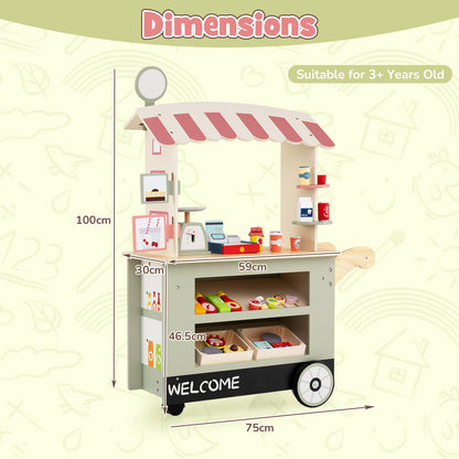 Kids Snacks and Sweets Food Cart Toy Cart Play Set with POS Machine