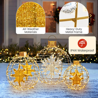 3 Pieces Pre-Lit Hanging Standing Lantern Balls Christmas Ornaments